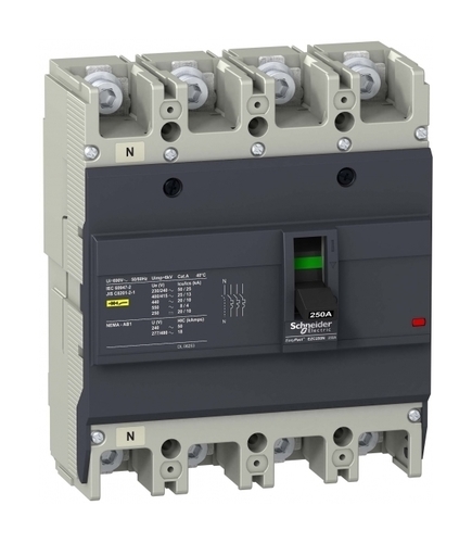 Силовой автомат Schneider Electric Easypact EZC 250, TM-D, 25кА, 4P, 200А