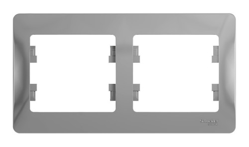 Рамка 2 поста Schneider Electric GLOSSA, горизонтальная, алюминий