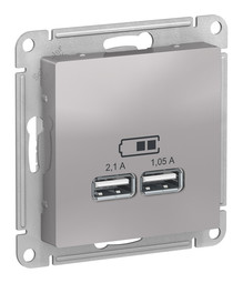 Розетка 2xUSB ATLASDESIGN, алюминий