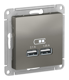 Розетка 2xUSB ATLASDESIGN, сталь