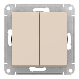 Переключатель 2-клавишный перекрестный Systeme Electric ATLASDESIGN, скрытый монтаж, бежевый, ATN000273